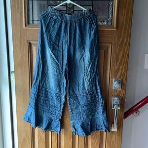 Bohemian flare ruffle pants L